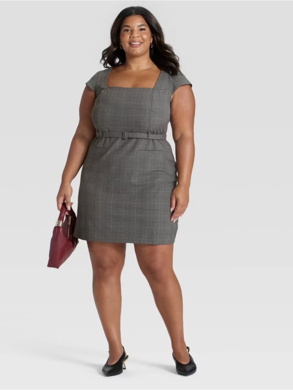 Tailored Mini Dress - A New Day Gray Plaid